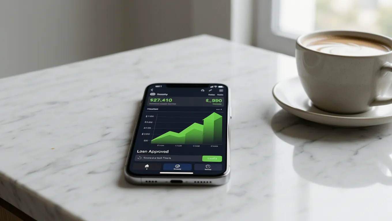 A smartphone showing personal loan approval status for the best personal loans online
