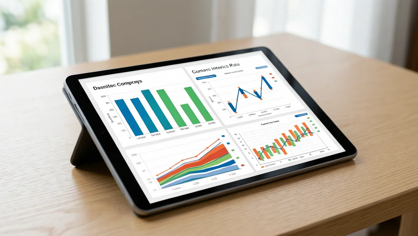 Digital tablet showing personal loan comparison data and rates