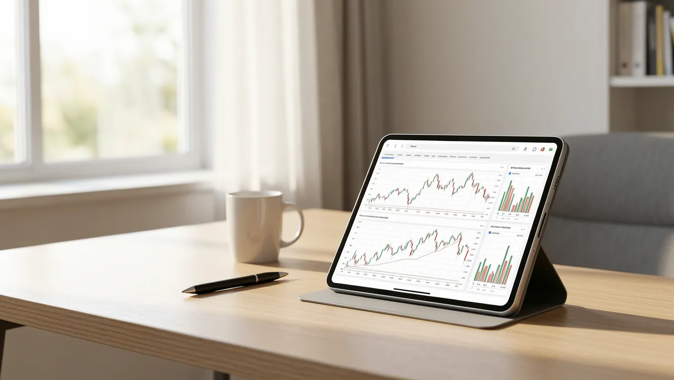 Digital display showing different unsecured loan types on a tablet in a bright room.